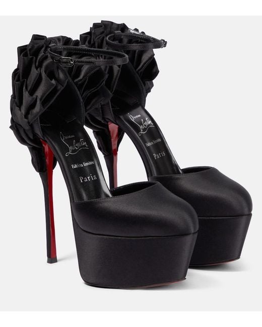 Christian Louboutin Black Maria Frou Alta Satin Platform Pumps