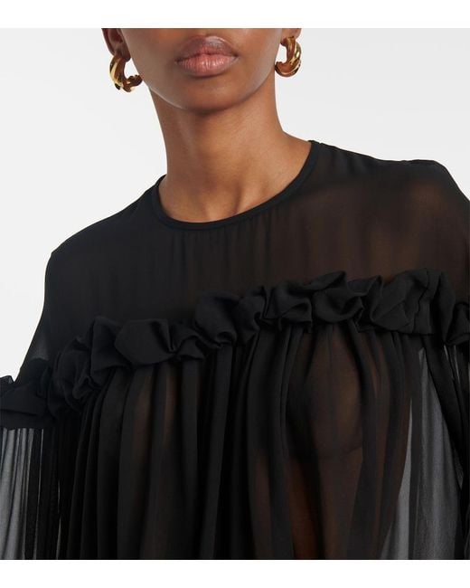 Ulla Johnson Black Peggy Ruffled Silk Georgette Blouse