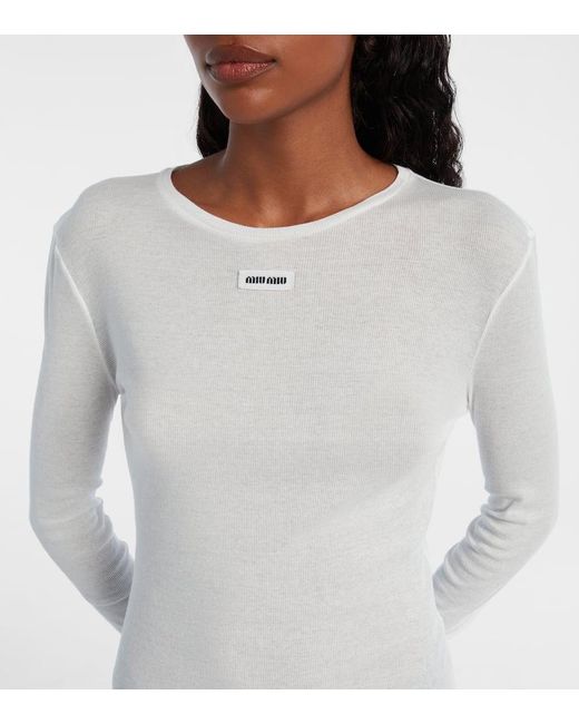 Miu Miu White Minikleid Aus Baumwoll-Jersey