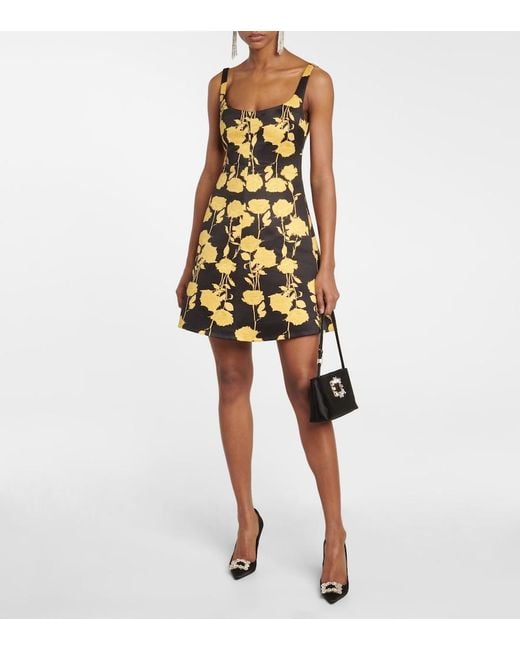 Emilia Wickstead Yellow Talia Floral Taffeta Faille Minidress