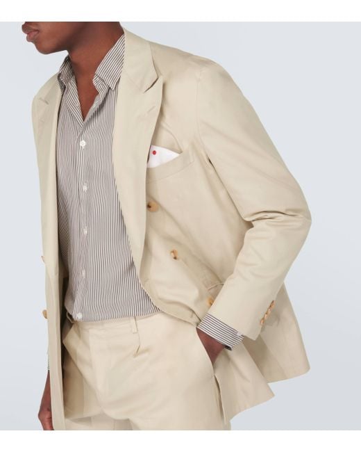Kiton Natural Double-breasted Cotton Suit for men