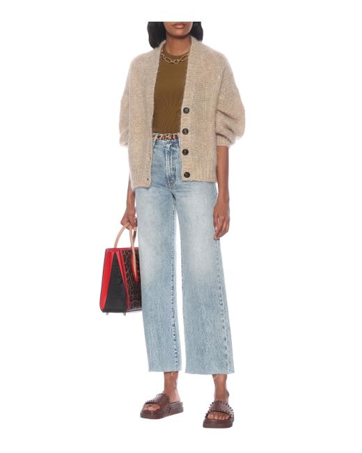 Christian Louboutin Pool Stud Leather Slides in Brown - Lyst