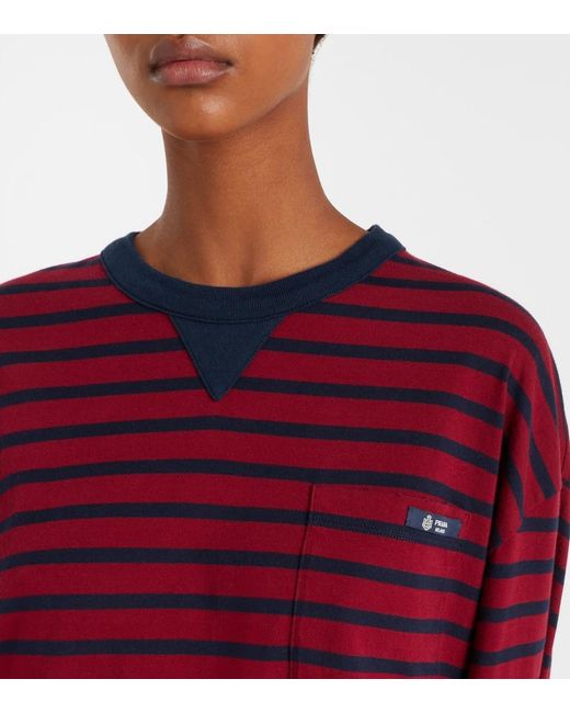 Prada Red Striped Cotton Jersey Top