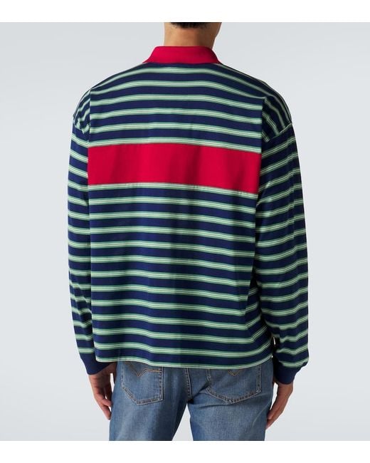 Versace Blue Striped Cotton Jersey Polo Shirt for men