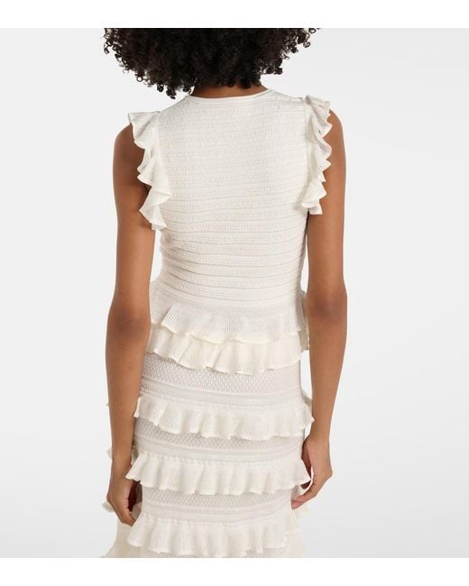 Zimmermann White Luna Ruffled Top