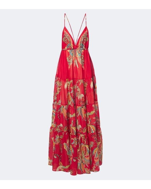 Etro Printed Tiered Cotton Maxi Dress