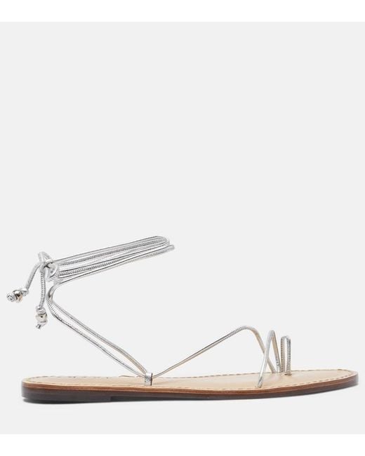 Amanu White Karima Metallic Leather Sandals
