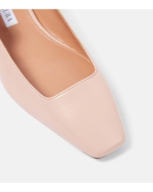 Aquazzura Pink Very Bow Tie Leather Ballet Flats