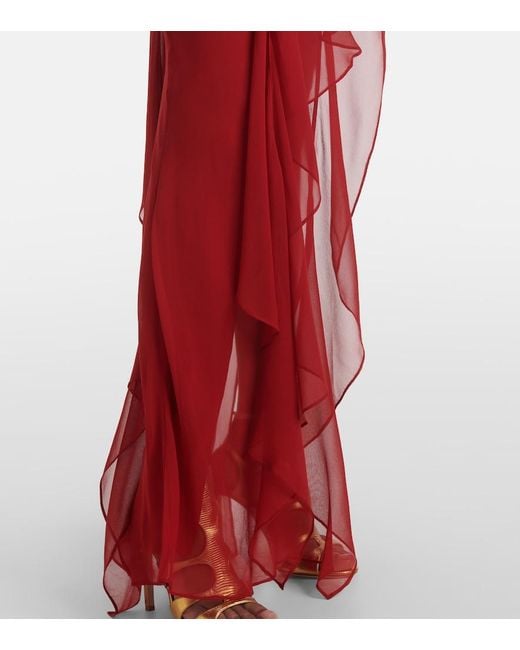 The Sei Red Ruffled Silk Chiffon Gown