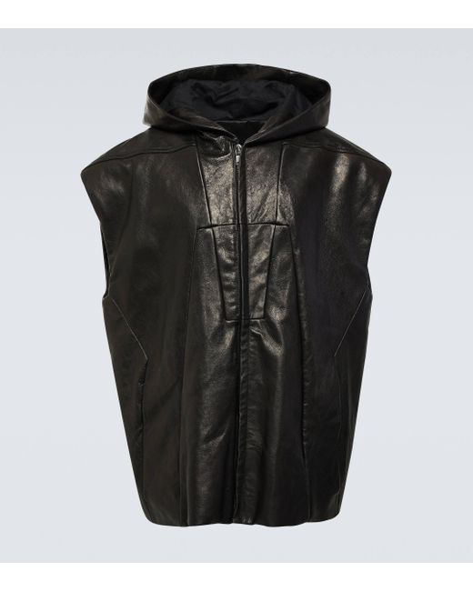 Rick Owens Black Oversized Leather Jacket for men