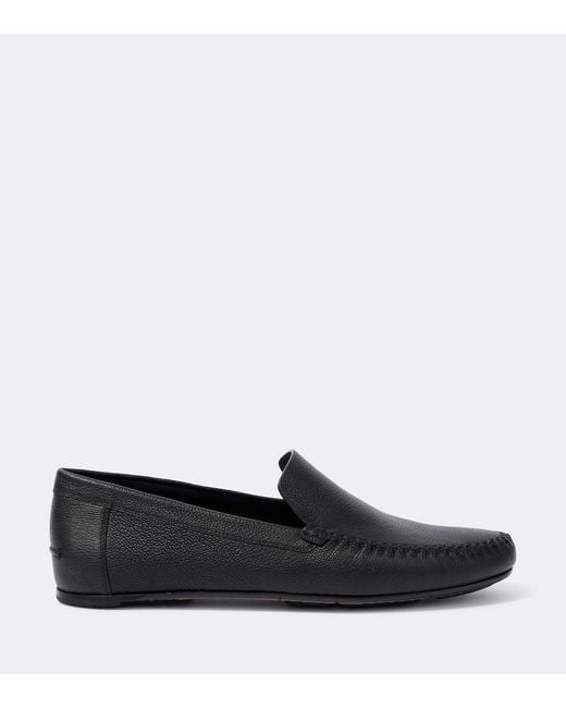 Manolo Blahnik Black Leather Loafers for men