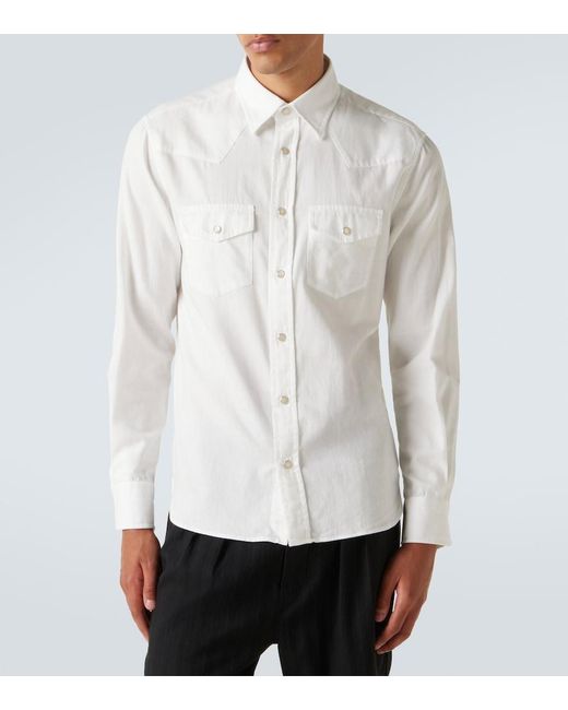 Tom Ford White Cotton Poplin Shirt for men