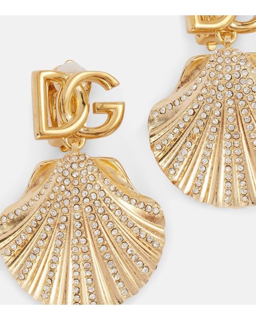 Dolce & Gabbana Metallic Dg Shell Drop Clip-On Earrings
