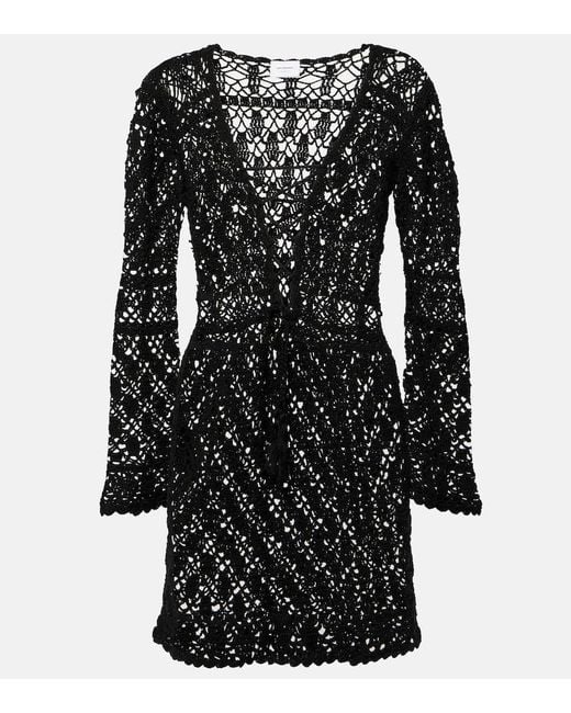 Anna Kosturova Black Bianca Crochet Cotton Minidress
