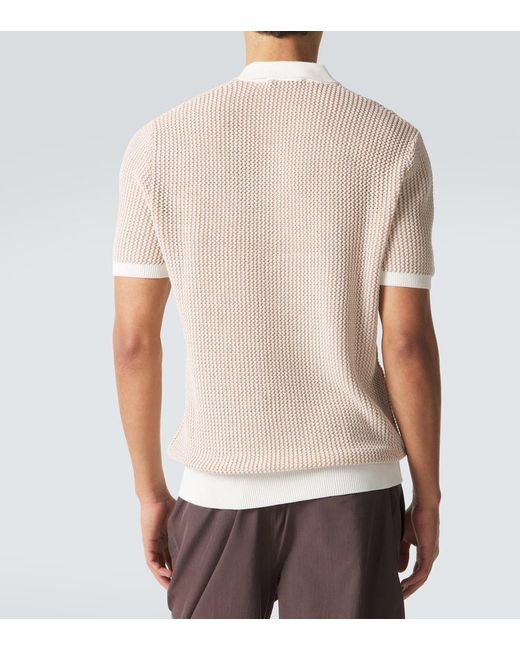 Orlebar Brown Natural Horton Crochet Cotton Polo Sweater for men