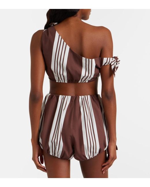 Posse Red Rosie Asymmetric Striped Cotton Crop Top