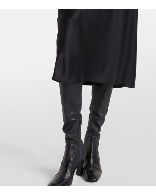 Joseph Black Isaak Silk Satin Midi-Skirt