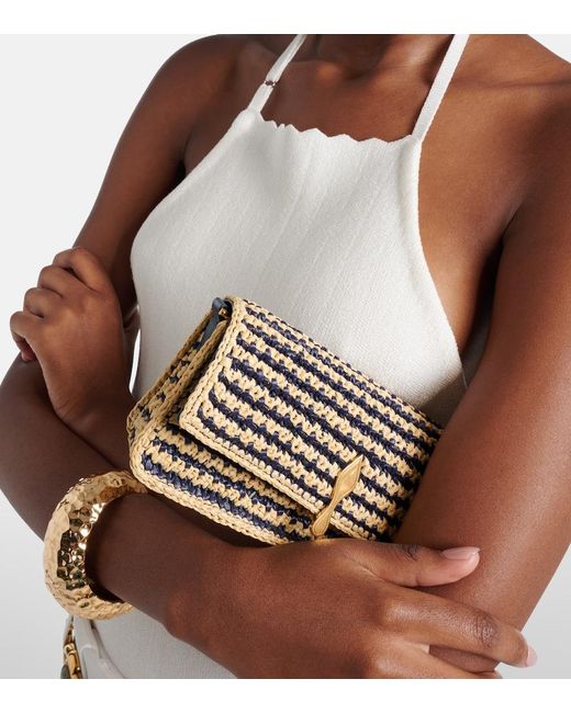 Christian Louboutin Black Bettina Mini Leather-Trimmed Crochet Clutch
