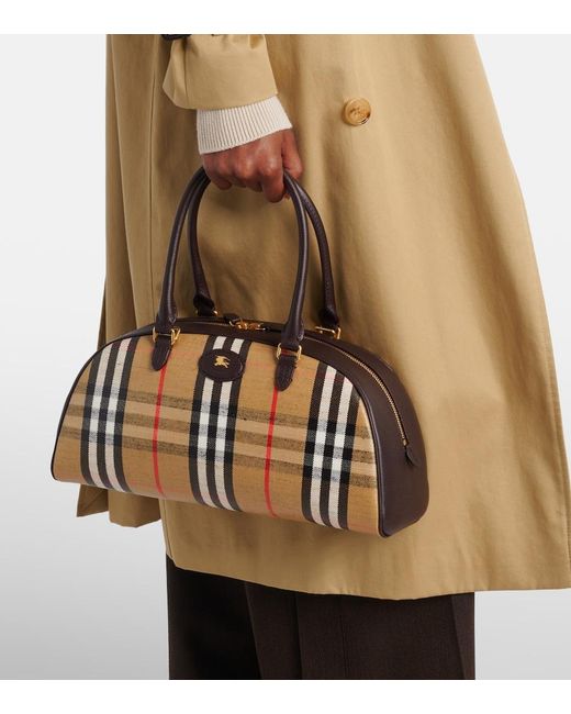 Burberry Black Highlands Checked Jacquard Tote Bag