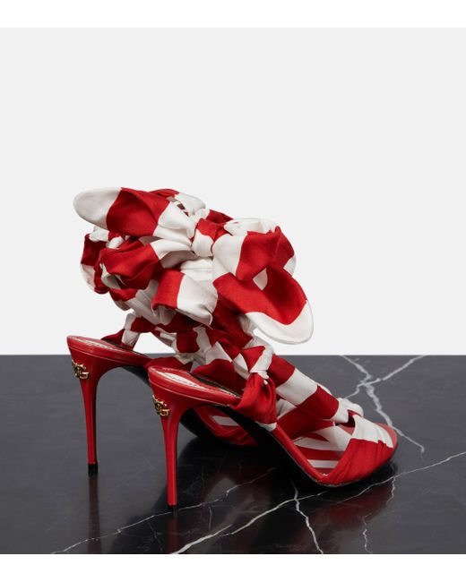 Dolce & Gabbana Red Portofino 105 Striped Sandals