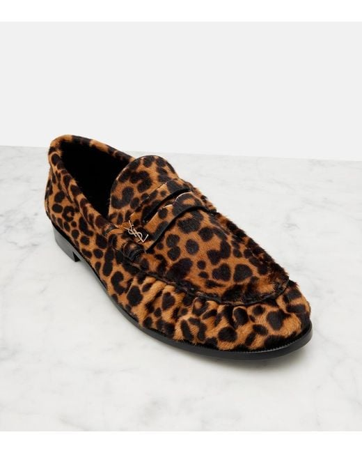 Saint Laurent Brown Le Loafer Calf Hair Penny Loafers