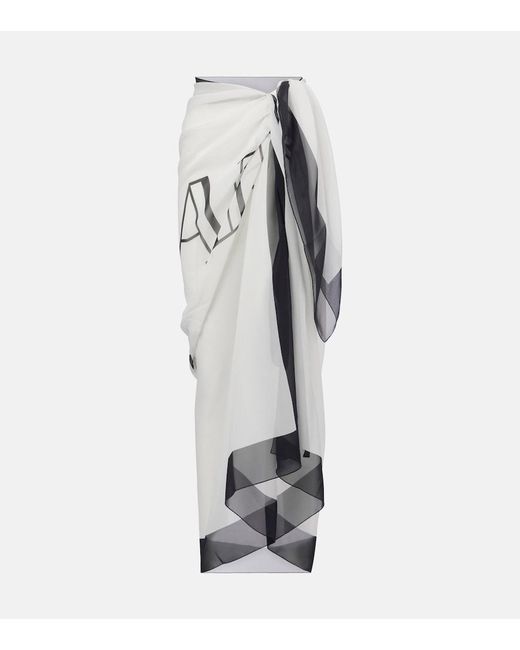 Balmain Gray Couture Silk Beach Cover-Up