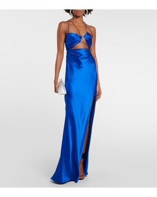 The Sei Blue Asymmetrical Cutout Silk Gown