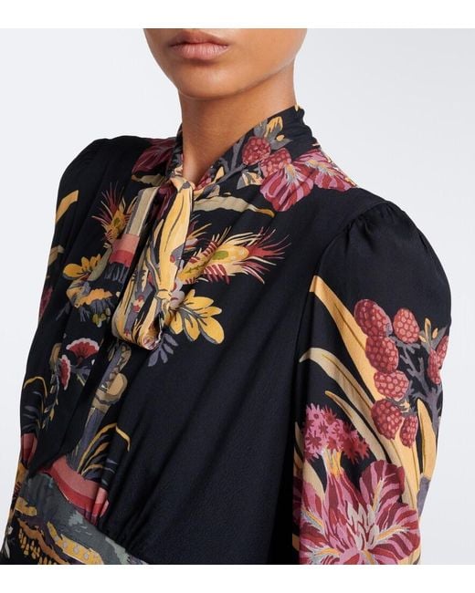 Etro Black Printed Crepe De Chine Maxi Dress