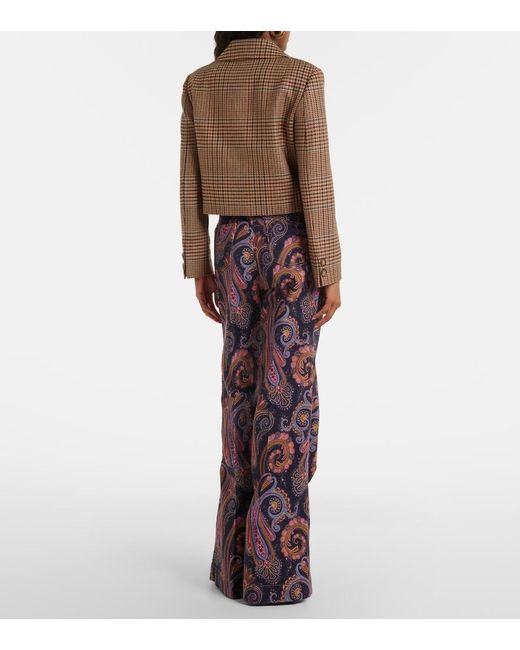 Etro Purple Paisley Cotton-Blend Flared Pants