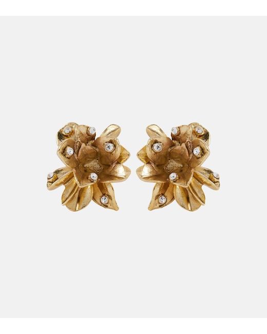 Orecchini Flower di Oscar de la Renta in Metallic