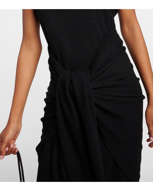 Totême Black Scarf-Detail Cashmere Maxi Dress
