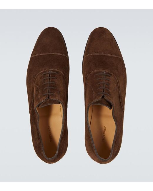 John Lobb Brown City Ii Suede Derby Shoes for men