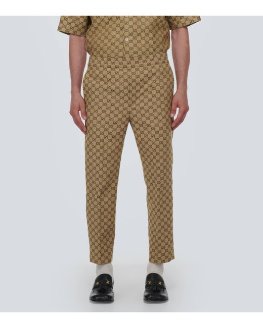 Gucci Natural GG Supreme Cotton-blend Pants for men