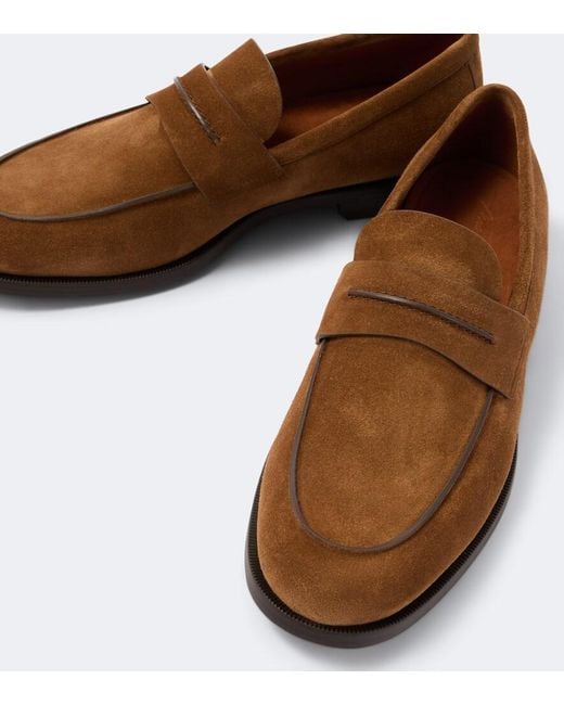 Zegna Brown Suede Penny Loafers for men
