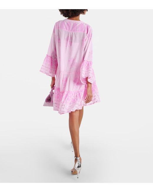 Juliet Dunn Pink Bedrucktes Minikleid aus Baumwolle
