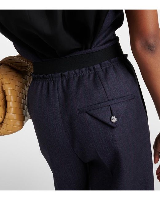 Bottega Veneta Blue Striped High-Rise Wool Straight Pants