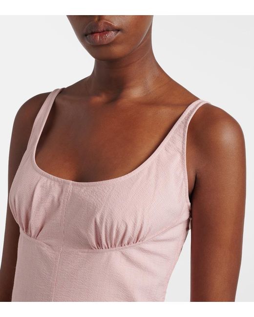 Proenza Schouler Pink Solira Seersucker Midi Dress