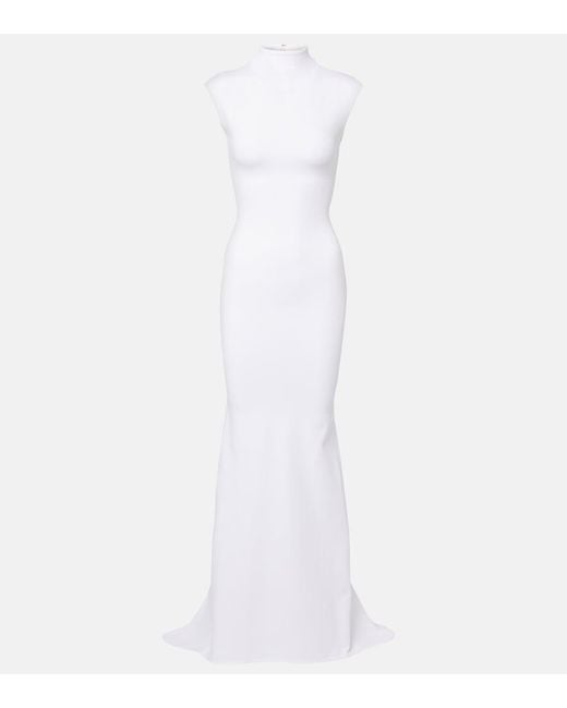 Jacquemus White Alba Crepe Jersey Maxi Dress