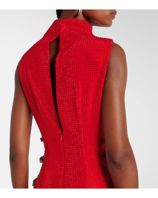 Robe Longue En Crepe A Ornements Self-Portrait en coloris Red