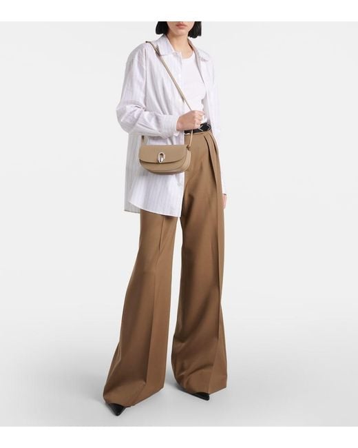 SAVETTE Brown Tondo Crescent Leather Shoulder Bag