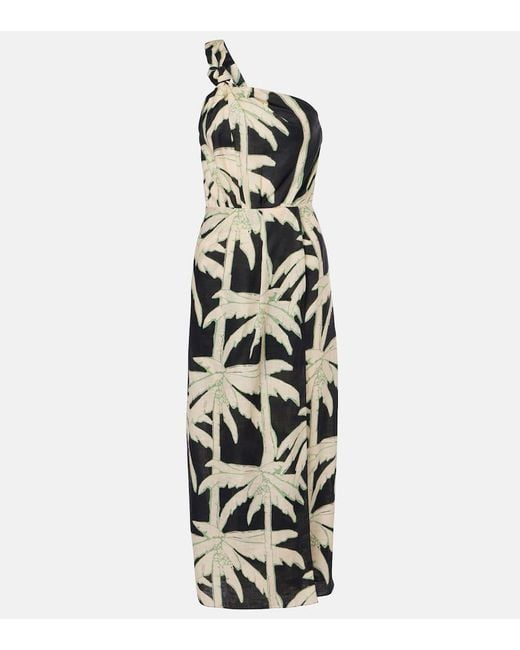 Johanna Ortiz White Printed One-Shoulder Midi Dress