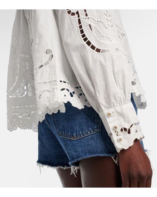Farm Rio White Embroidery Cotton Blouse