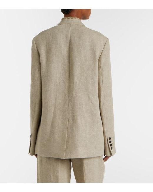 Totême Natural Frayed Linen Blazer