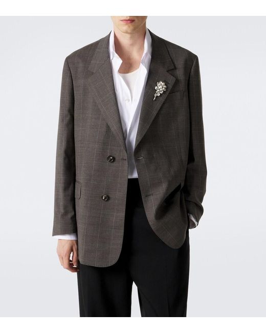 Simone Rocha Black Checked Embellished Wool Blazer for men