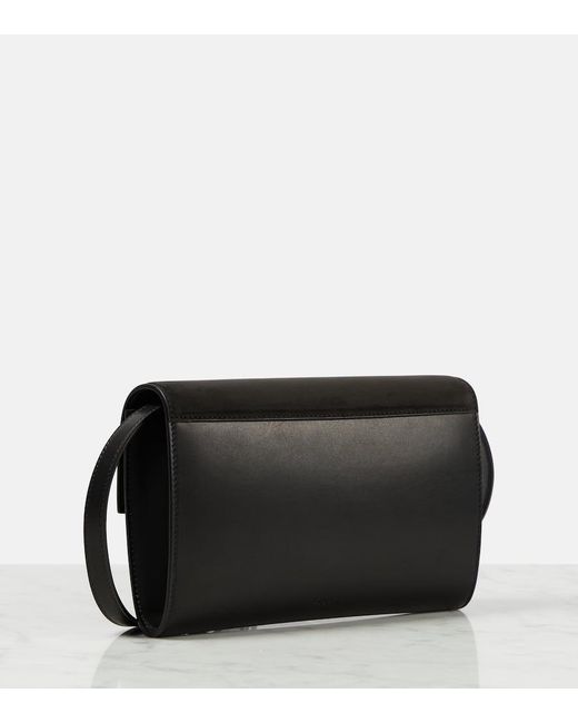 The Row Black Laurie Suede And Leather Crossbody Bag