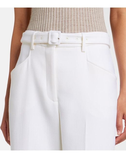 Gabriela Hearst White Norman Belted Virgin Wool Wide-Leg Pants