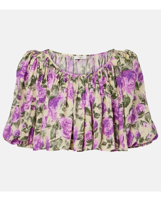 Chloé Pink Printed Silk Top