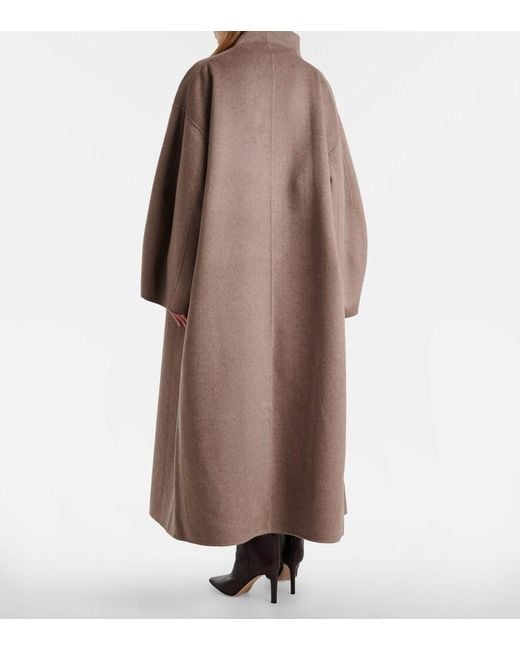 Frankie Shop Natural Leroy Wool-Blend Wrap Coat