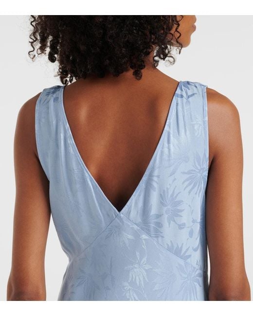 Rixo Blue Sandrine Floral Jacquard Midi Dress