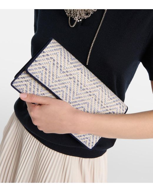 Manolo Blahnik Metallic Capripla Raffia Clutch